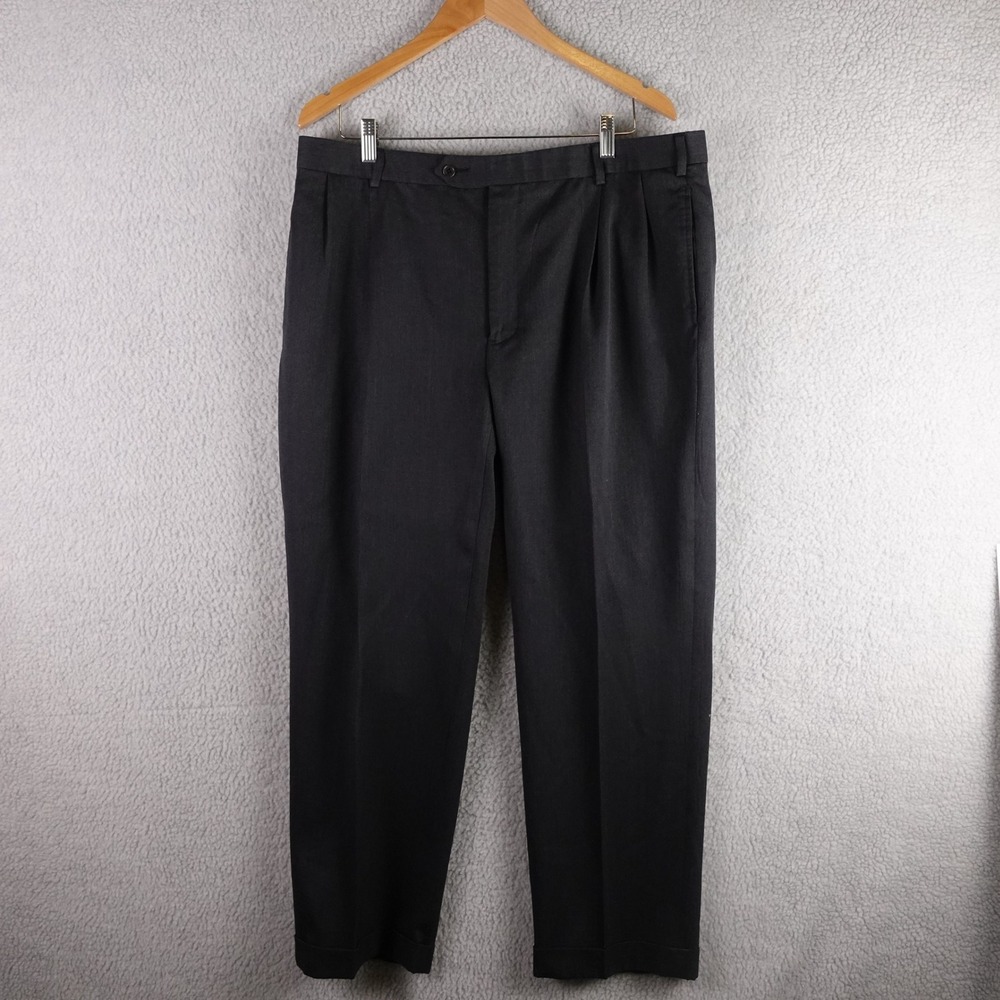 Brooks Brothers 346 Madison Fit Mens 40x30 Gray 100% Wool‎ Pleated Cuffed Pants